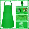 Bouiexye 1 Set Kids Apron and Chef Hat Set Children Apron Adjustable with 2 Pockets Children Chef Painting for Cooking Baking Painting Crafts Making (Green) view 3