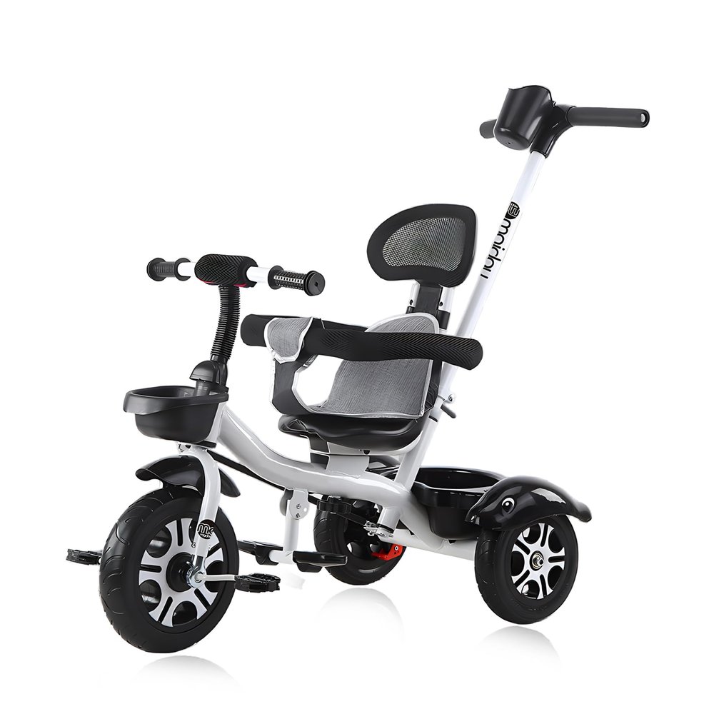 Oisei 4 in 1 Kids Tricycle Kids Trike,Kid Tricycle Stroller for 1-6 Year Olds,Boy & Girl Kid Stroller with Push Handle,Removable Guardrail,Adjustable Seat,Safety Guard,White