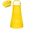 Bouiexye 1 Set Kids Apron and Chef Hat Set Children Apron Adjustable with 2 Pockets Children Chef Painting for Cooking Baking Painting Crafts Making (Yellow) view 1