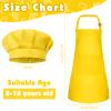 Bouiexye 1 Set Kids Apron and Chef Hat Set Children Apron Adjustable with 2 Pockets Children Chef Painting for Cooking Baking Painting Crafts Making (Yellow) view 2