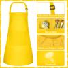 Bouiexye 1 Set Kids Apron and Chef Hat Set Children Apron Adjustable with 2 Pockets Children Chef Painting for Cooking Baking Painting Crafts Making (Yellow) view 3
