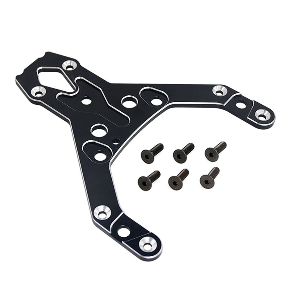 FLMLF CNC Metal Thickened Front Upper Connecting Plate Kit for 1/5 HPI ROFUN ROVAN KM Baja 5B 5T 5SC Rc Car Parts (Black)