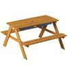 Convertible Wooden Sand and Water Table for Your Todlers Outdoor Playset Featuring 2 Play Box and a Removable Top That Transforms into Kids Picnic Table - Teak Stained view 1