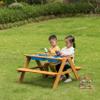 Convertible Wooden Sand and Water Table for Your Todlers Outdoor Playset Featuring 2 Play Box and a Removable Top That Transforms into Kids Picnic Table - Teak Stained view 2