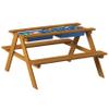 Convertible Wooden Sand and Water Table for Your Todlers Outdoor Playset Featuring 2 Play Box and a Removable Top That Transforms into Kids Picnic Table - Teak Stained view 3