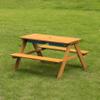 Convertible Wooden Sand and Water Table for Your Todlers Outdoor Playset Featuring 2 Play Box and a Removable Top That Transforms into Kids Picnic Table - Teak Stained view 4