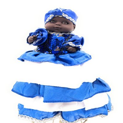 WORLDMARTSHOPPING WMS Doll, Mueca, Classic, Santeria, Yoruba, Orishas, Ifa, Ocha, Lucumi - Yemaya (Satin Dress) - Doll is ONLY 6 INCHES Tall