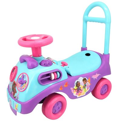Kiddieland Disney Junior Ariel Ride-On Toy with Lights & Sounds, Toddler Push Car with Under-Seat Storage, Foot-to-Floor, Ages 1236 Months, 55 lb Limit, Indoor/Outdoor