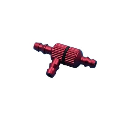 DingMotuo 1pcs Aluminum T Type 3 Way Fuel Pipe Nozzle with Fuel Filter Filling Nozzle Gasoline Glow Gas Fuel Jointer for RC Airplane (Size : Red)