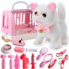 WorWoder 15PC Robot Plush Electronic Interactive Cats That Move and Meow Walking Wagging Lifelike Stuffed Kitten Toy pet for Girls Kid Parts (White) view 1