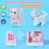 WorWoder 15PC Robot Plush Electronic Interactive Cats That Move and Meow Walking Wagging Lifelike Stuffed Kitten Toy pet for Girls Kid Parts (White) view 3