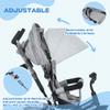 HOMCOM 6 in 1 Trike, Kids Tricycle, Pedal Push Bike w/Push Handle, Removable Canopy, 5-point Safety Belt, Storage, Cushion, Footrest, Brake, for 1-5 Years Toddler, Grey view 4