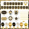 38PCS Black Gold Retirement Decorations for Men Women Black Gold Happy Retirement Banner Balloons Sash and Swirls The Legend Has Retired Porch Door Banner for Retirement Party Supplies view 3