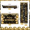 38PCS Black Gold Retirement Decorations for Men Women Black Gold Happy Retirement Banner Balloons Sash and Swirls The Legend Has Retired Porch Door Banner for Retirement Party Supplies view 4