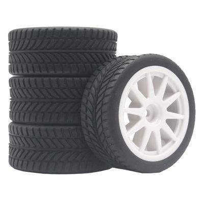 VERBANA 1/10 RC Car Tires Kit Plastic Wheel Rim with Rubber Tyre 26 * 64MM Replacement for HSP 94122 94123 D3 D4 tt02 1/10 RC On Road Car Accessories Part (Color : 910W-6085)