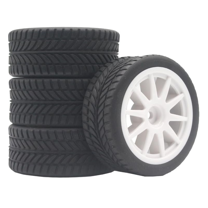 VERBANA 1/10 RC Car Tires Kit Plastic Wheel Rim with Rubber Tyre 26 * 64MM Replacement for HSP 94122 94123 D3 D4 tt02 1/10 RC On Road Car Accessories Part (Color : 910W-6085)
