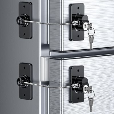 2 Pack Refrigerator Door Lock with Adhesive, No Tools Required, Child Proof Fridge Door Lock for Kids and Pets, Self Adhesive Latch for Freezer, Cabinets, Drawers, Windows (Patent)