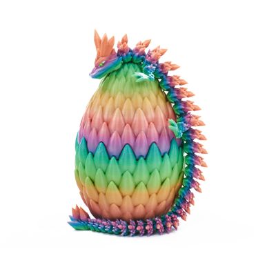 EXQDYNM 3D Printed Dragon Egg Toy 12" Crystal Articulated Dragon Decor Collectible