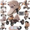 2 in 1 Baby Stroller, Convertible Foldable Standard Stroller, Reversible Pushchair Infant Buggy Carriage, Portable High Landscape Pram for Toddler Newborn, Aluminum Alloy (225 Khaki) view 1