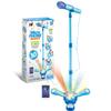 Funvalley Surperfect Kids Karaoke Machine with Adjustable Stand,Kids Microphone Music Sing Along with Flashing Stage Light and Pedals Gift for Kids (Blue) view 1