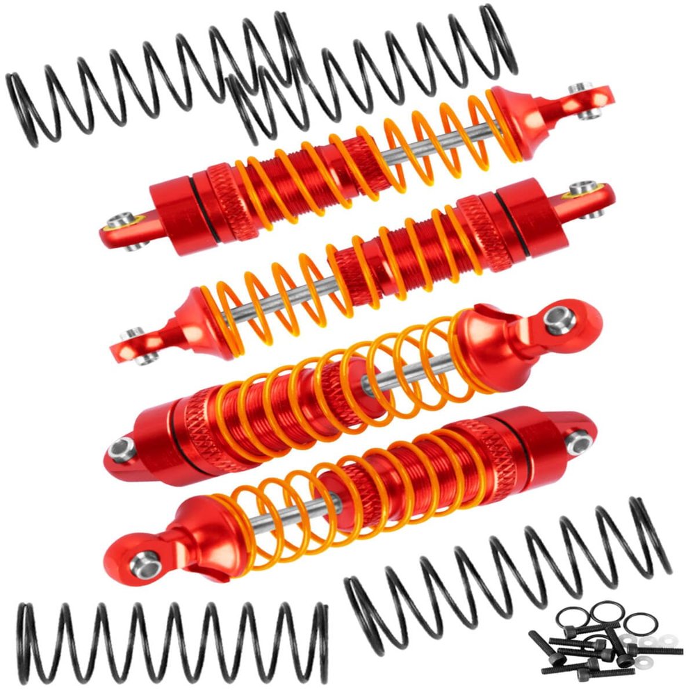 hopsupRC RC Front Rear Assembled Full Metal Shocks Upgrades Part for 1/18 LaTrax Teton Desert Prerunner,Equipped with Two Sets of Springs, Replace Parts 7660 7665(Red 4PCS)