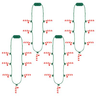 4PCS Light up Christmas Necklace, Christmas Necklace with Glow Candy Cane Accessories, 3D Light Xmas Necklaces with 7 Candy Cane Pendent, 3 Modes Xmas Necklaces Decor for Ugly Sweater Family Party