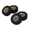 1.0 beadlock Wheels and Tires Set Brass Heavy Weight - 1.0 RC Wheel Rims with Brass Rings Deep Dish Wheel Rims for 1/18 TRX4M Crawler RC Crawler Upgrade Parts-Style B Gold view 1