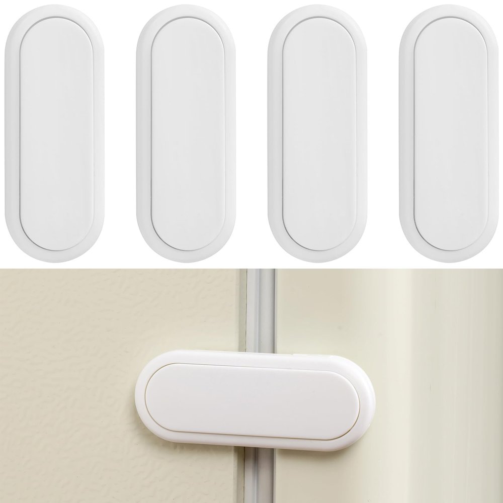 Fursafe&Q Baby Proof Cabinet Locks, Child Safety Locks Adhesive Drawer Lock for Fridge Ovens Dresser Closet Latches No Drill Multi-Purpose Cupboard Locks for Furniture Kitchen 4Pack