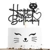 Sotpot 1PC Cat Birthday Cake Topper Black Glitter Kitten Cake Picks for Cat Kitten Theme Baby Shower Kids Birthday Decoration Supplies view 1