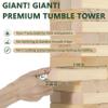 ApudArmis Giant Tumble Tower Stack to Over 5.2Ft, 60 PCS Pine Wooden Stacking Timber Tower,Classic Block Giant Outdoor Indoor Game for Adults, Fun Game at Backyard, Lawn, Party with Family & Friends view 3
