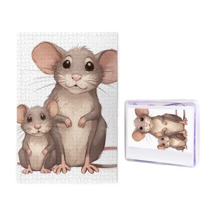 Mother and Child Rats Puzzles 1000 Pieces Personalized Jigsaw Puzzles for Adults Personalized Picture with Storage Bag Puzzle Wooden Photos Puzzle for Family Home Decor (19.7" x 29.5")