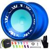 MAGICYOYO V11 FINGEROTA Professional Finger Spin Yoyo - Dual Purpose Trick Yoyo Unresponsive & Responsive Yo Yo for All Levels +Yo Yo Glove + 12 Replacement Strings +Storage Case (Dark Blue) view 1