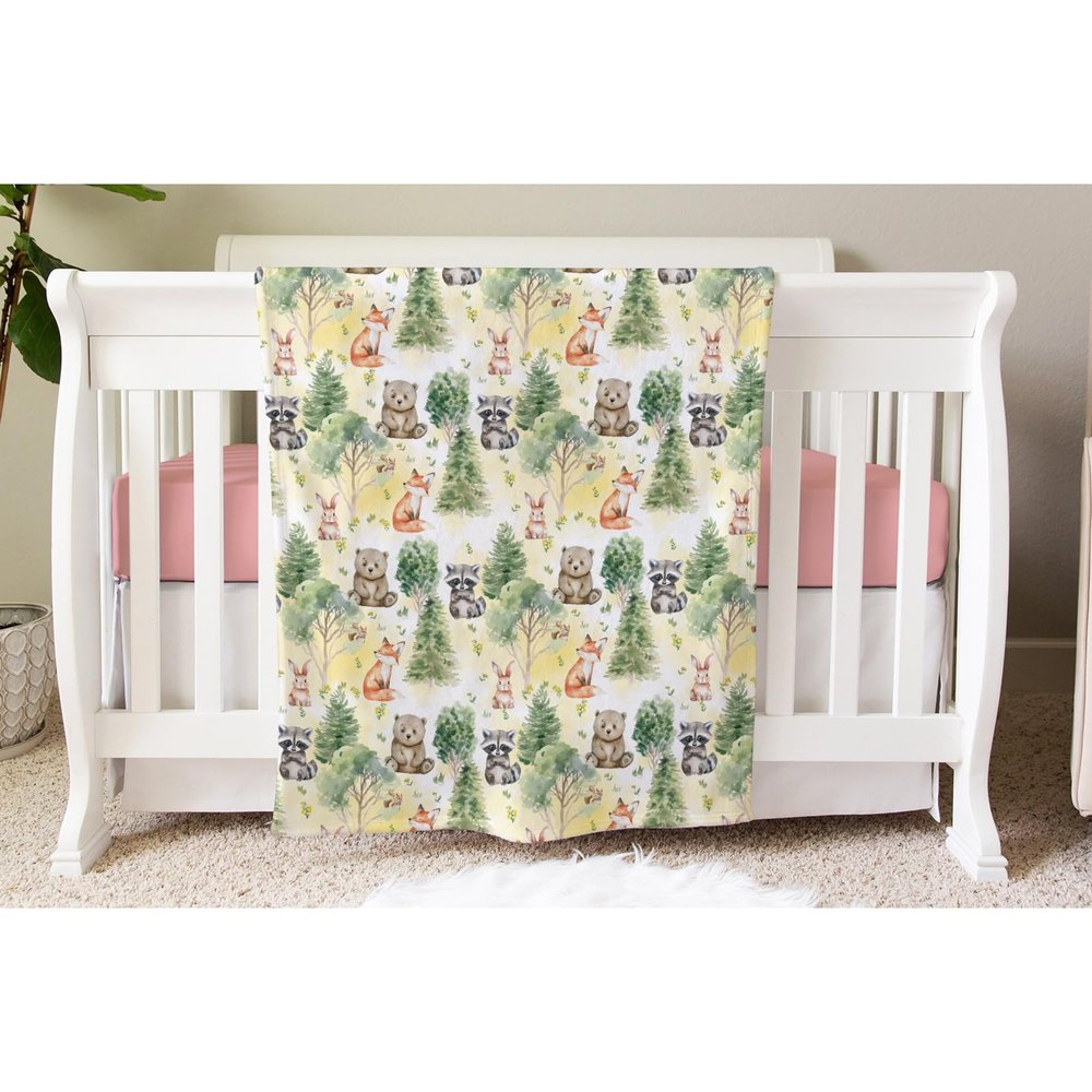 SqtmuHLuo Animals Baby Blanket for Boys Girls Bear Rabbit Raccoon Flannel Baby Receiving Swaddle Blankets Dog Crib Stroller Nursery Bed Blanket Neutral for Newborn Infant White 30x40inch