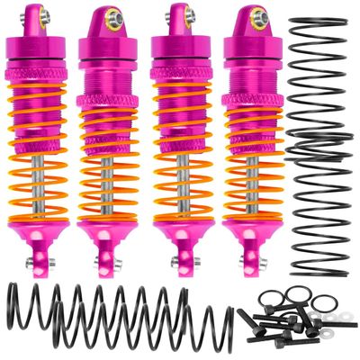 RcarmubWow RC Aluminium Shock Absorber Upgrades Part for 1/18 LaTrax Teton,LaTrax Desert Prerunner,Front Rear Full Metal Dampers RC Shocks,Replace #7660#7665,4PCS,Pink