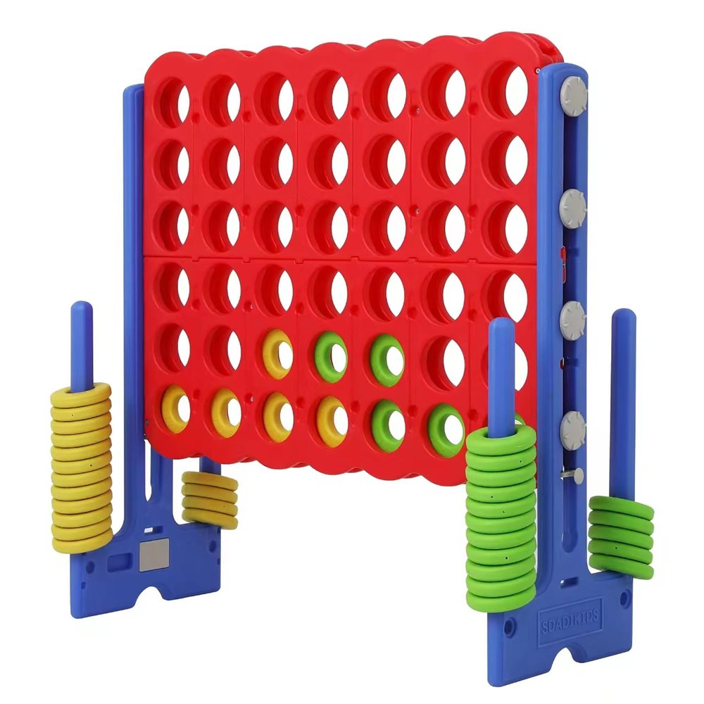 LDDAL Patent Authorized Giant 4 Connect in a Row Game, Height Adjustable Jumbo Yard Games for Kids and Adults Outdoor Play, Backyard Large Four Connect Floor Games (Blue/Red)