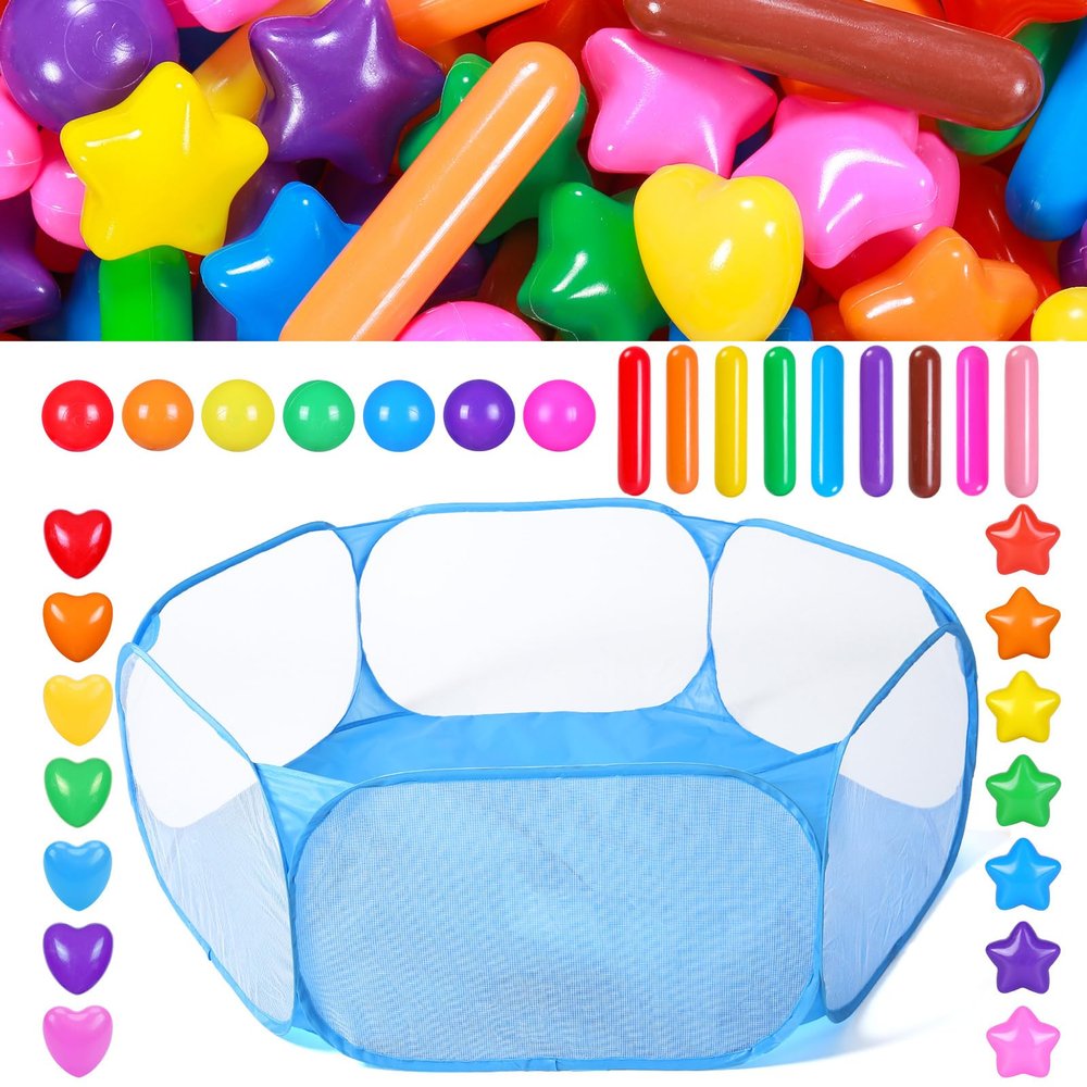 STARBOLO Kids Ball Pit Pool Play Tent, Toy Ball Play Pool Foldable Play Tent for Kids Girls Boys Indoor and Outdoor, 150 Balls Included (Blue).