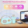 PRUNUS C20 Mini Karaoke Machine,Valentines Day Gifts for Her Him Kids Mens,Portable Bluetooth Speaker with 2 Wireless Microphone for Boys Girls 3-12+ Years Old Birthday Party Blue view 3