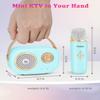 PRUNUS C20 Mini Karaoke Machine,Valentines Day Gifts for Her Him Kids Mens,Portable Bluetooth Speaker with 2 Wireless Microphone for Boys Girls 3-12+ Years Old Birthday Party Blue view 4