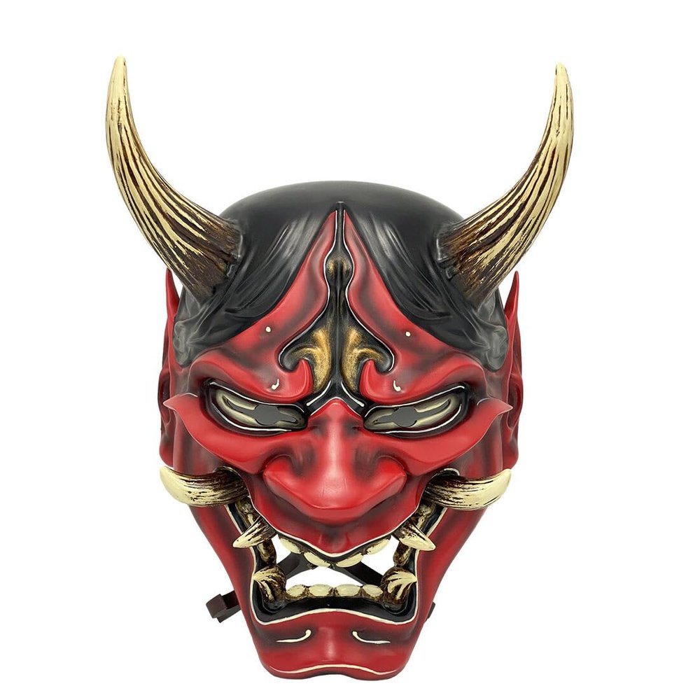 YounggDiy Samurai Ghost Mask Japanese Horror Demon Wearable Mask for Halloween Cosplay