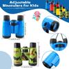 Cagemoga 10 Pack Jungle Safari Binoculars Multicolor Small Compact Binoculars Army Toy with Compass and Neck String for Kids Camping Adventure Bird Watching Birthday Party Favors, 5 Colors view 2