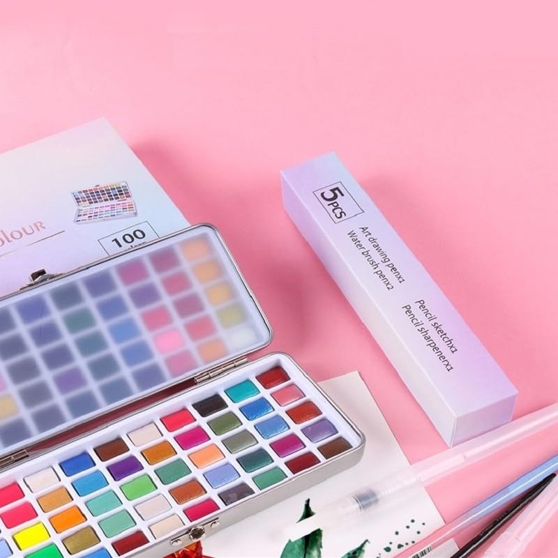 Kailikin Iron box packaging solid watercolor paint set with 50/72/90/100 Colors pearl painting for art supplies (90794)
