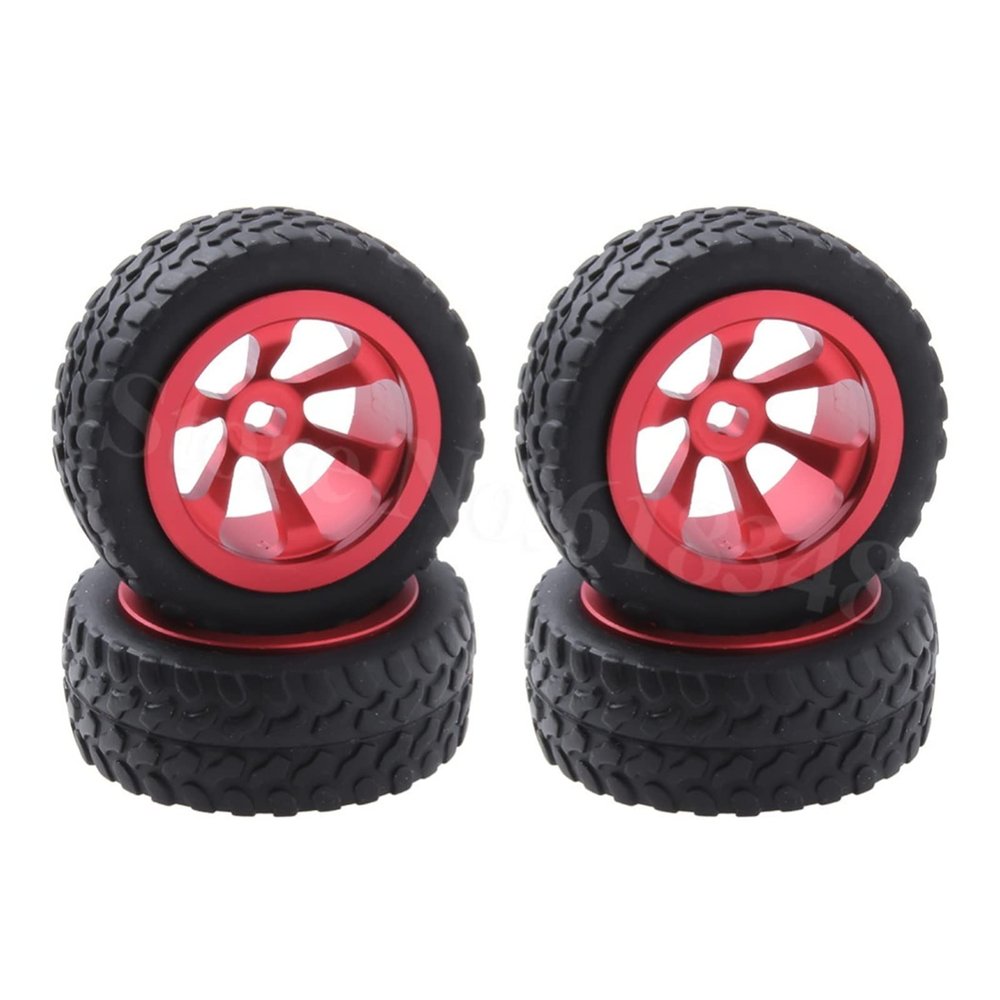 4pcs Aluminum Alloy Tires & Wheels for WLtoys 1/28 RC Car K969 K989 K999 P929 4WD Short Course Drift Off Road Rally Upgrade Part Modification Accessories (Color : Red)