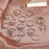 15-Piece Silver-Tone Adjustable Ring Set, Stackable Midi Knuckle Rings With Mixed Designs, Costume Jewelry Ring Set For Dress-Up And Everyday Style view 2