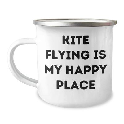 Kite Flying Is My Happy Place Camping Mug | Funny Kite Flying Father's Day Unique Gifts from Daughter to Dad