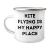 Kite Flying Is My Happy Place Camping Mug | Funny Kite Flying Father's Day Unique Gifts from Daughter to Dad view 1