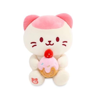 Anirollz Stuffed Animal Plush Toy  8" Medium Sitting Plush Doll Soft, Squishy, Warm, Cute, Comfort, Safe Birthday Pink Kitty Cat Character with Strawberry Rollcake Kittiroll