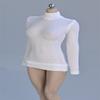 1/12 Scale Female Figure Clothes,Female Stretch Tight Sweater Thick Striped Bottoming Shirt Costume for 6inch Action Figure (White) view 1