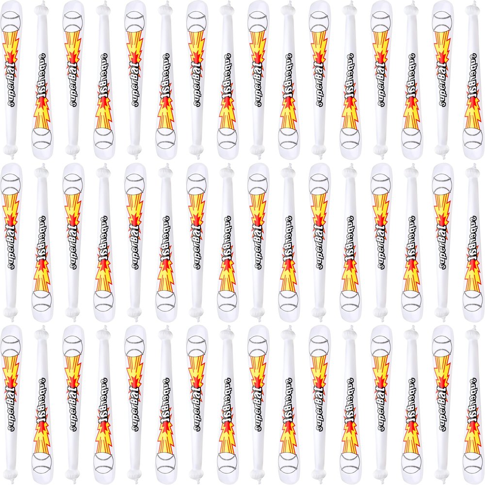 48 Pack Inflatable Baseball Bats Blow Up Baseball Bat 22.4 Inch Inflates Bulk for Pool Summer Birthday Party Favors