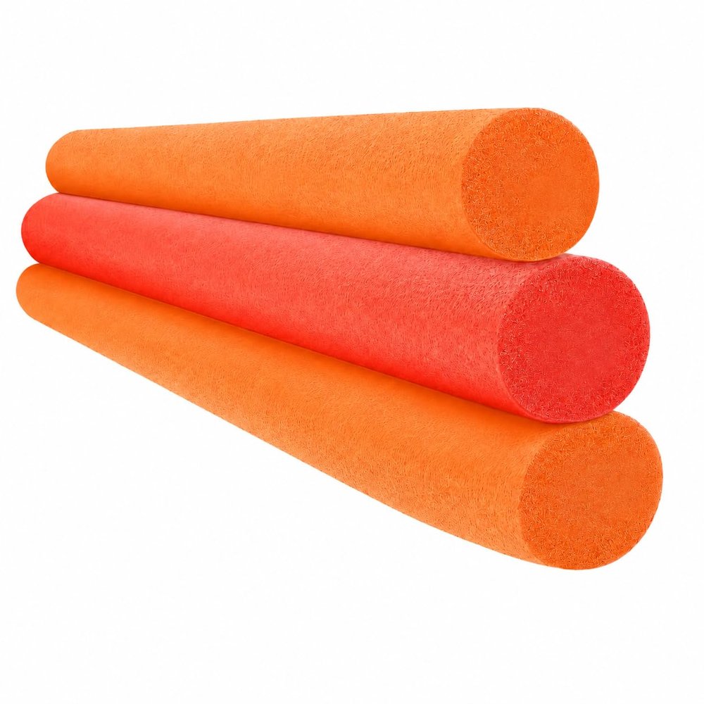 Chochkees 3-Pack Orange Red Variety Pool Noodles 52" x 2.5" Inch Swimming Solid Core Foam Tube, Floating Thick Noodles for Floating, Pool Accessories (Orange, Red Variety, 3-Pack)