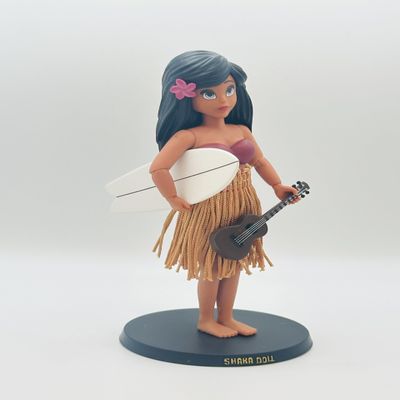 Shaka Doll Dashboard Hula Doll with Surfboard and Ukulele | Hawaiian Car Accessory Doll & Desk Decor | Posable Figurine and Collectible